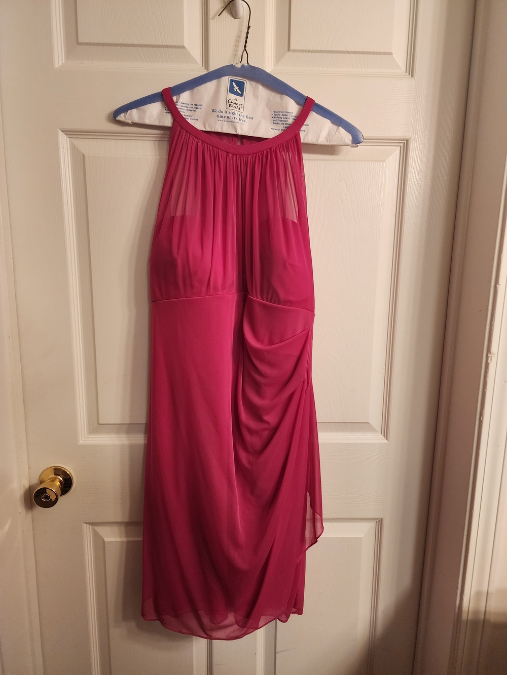 David's Bridal Chiffon Dress in Fuchsia